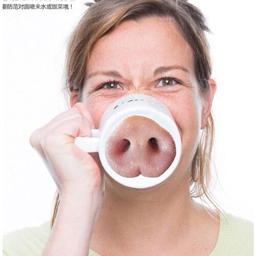 English Letter Bottom Dog Nose Cup Creative Pig Nose Ceramic Cup Home Office Mug Drink Coffee Mischievous Gift Cup
