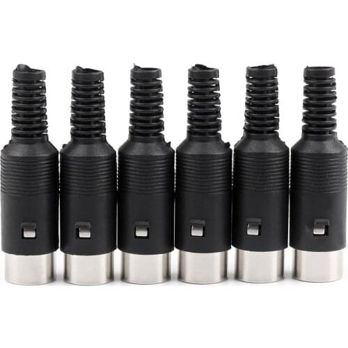 Artudatech 6 Pcs 8 Pin Din Plug Connector With Black Plastic Handle Male