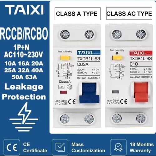 10A 20A 40A 63A Residual Current Circuit Breaker With Leakage Overload Short Current protection RCCB MCB Prevent Electric Shock