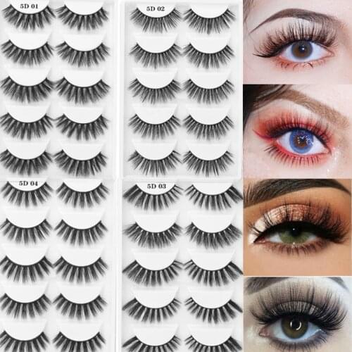 AY 5 Pairs 3D Soft Mink Hair False Eyelashes Handmade For 2020 New Women Long Lashes Nature Eye Makeup Tools Eye Lashes