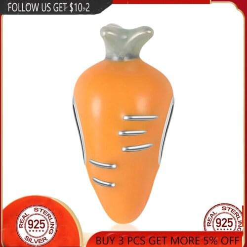 2021NEW 925 Sterling Silver Bright carrot Beads Charm Fit Original Pandora Bracelet&Bangle Making Fashion DIY Jewelry Gift