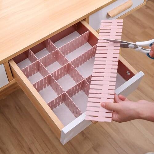 Household Plastic Drawer Divider Adjustable DIY Grid Drawer Organizer Shelves Free Combination Partition Board Division Tools