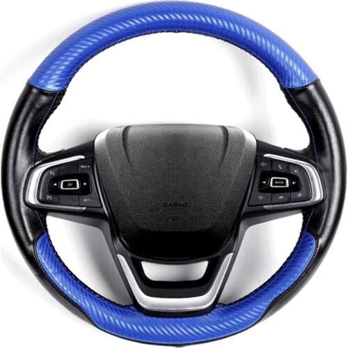 Carbon Fiber texture Stitching Microfiber Leather Sports Steering Wheel Cover Universal Braid On Steering Cover With Needle Thre