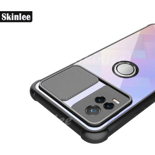 Skinlee For vivo V21E Case Official Original Shockproof Clear With Ring Soft Frame Airbag Cover For VIVO V21 E Case