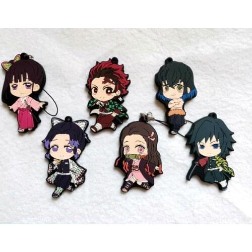 Demon Slayer: Kimetsu no Yaiba original Japanese anime figure rubber Silicone mobile phone charms key chain strap keyring