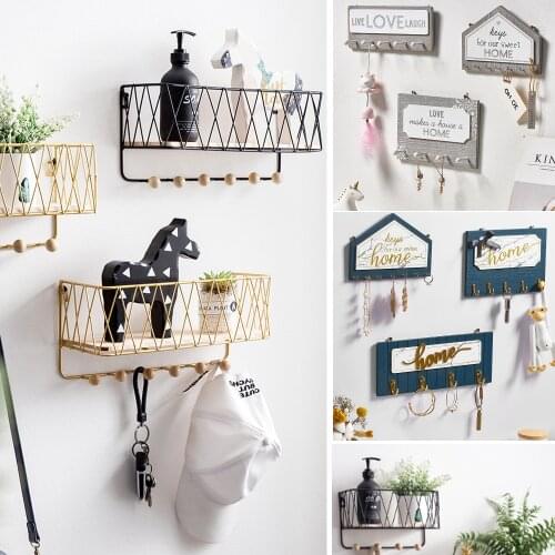 Wooden Hanging Plaque Sign with Hooks Wall Mounted Wood Sign with Coat Hat Key Holder for Kitchen Room Home Decorative