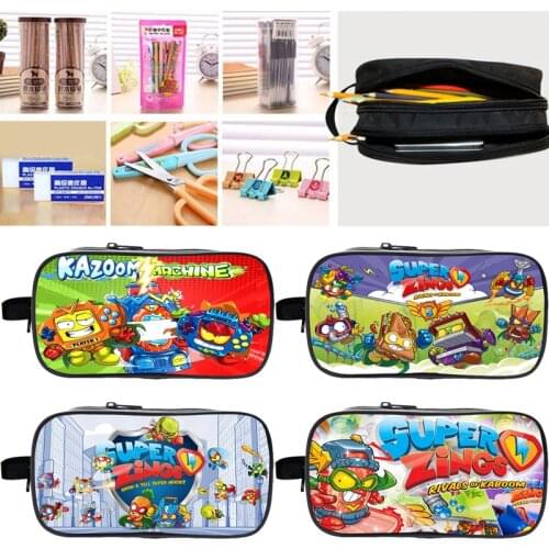 Double Layer Super Zings Pencil Case Kids Superzings Pencil Box Boy Girl Cartoon Anime Pen Bag Students Stationery Storage Bag