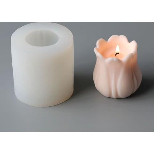 Large Tulip Flower Candle Mold 3D Silicone Mould Aromatherapy Candle Plaster Making Handmade Tool Cake Baking Mold Home Decor