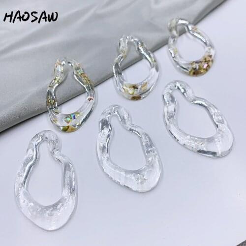 HAOSAW 23*45MM 6Pcs/Lot Irregular/Real Shells/Resin Stick/Drilled/DIY Jewelry Making/Hand Made/Jewelry Accessories
