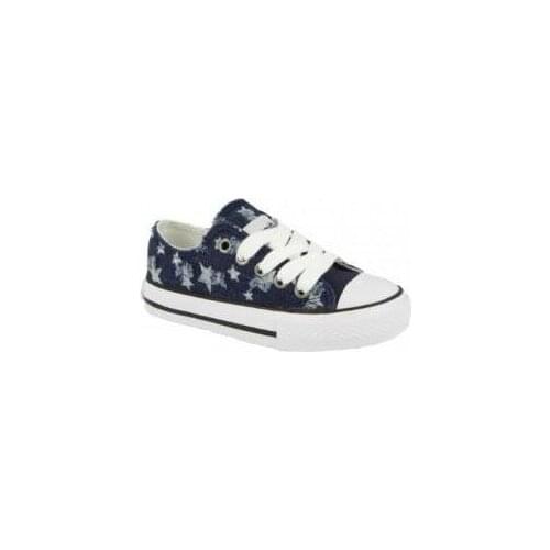 Canvas sneakers in denim blue with star lanyards, Conguitos