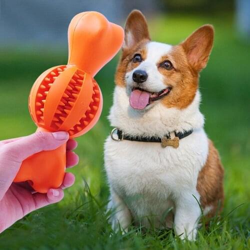 Pet Dog Toy Interactive Leaky Feeding Ball Dog Teeth Cleaning Chew Toy Training Rubber Dog Ball