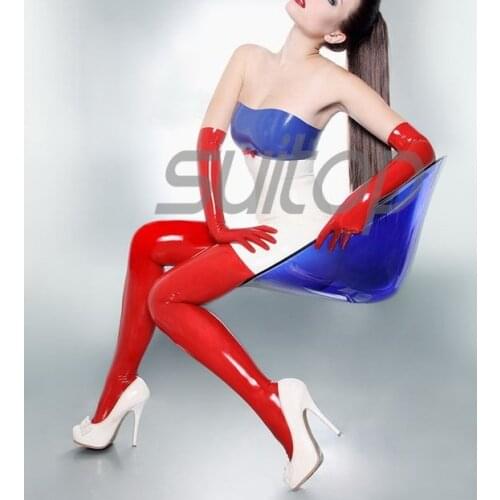 Latex rubber uniforms (dress + gloves+stocking) sets SUITOP