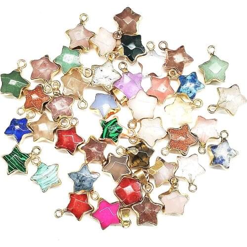 Natural Stone Pentagonal Amethyst Pendant 12x15mm Edged Star Topaz Pendant For Jewelry DIY Bracelet Necklace Earring Accessories