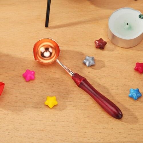 Wax Sealing Melting Spoon Retro Wooden Handle Spoon for Wax Seal Stamps Vintage Sealing Stamp Spoon Wooden Handle