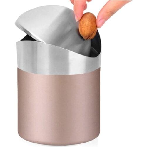 1.5 L Mini Trash Can Stainless Steel Trash Bin Can with Swing Lid DustBin Countertop Trash Cans for Desk Car Office Kitchen