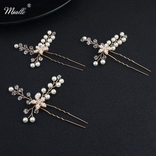 Miallo 6pcs/lot Factory Outlet Fashion Hair Pins for Women Wedding Hair Jewelry Accessories Crystal Hairpins Bridal Hair Sticks