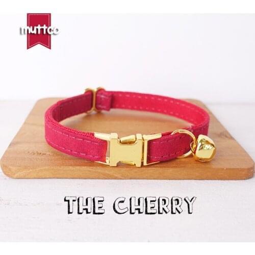 MUTTCO retail with platinum high quality metal buckle collar for cat THE CHERRY design cat collar 2 sizes UCC020B
