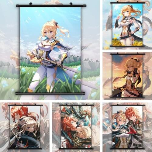 Genshin Impact Jean Gunnhildr Diluc Ragnvindr HD Print Wall Poster Scroll