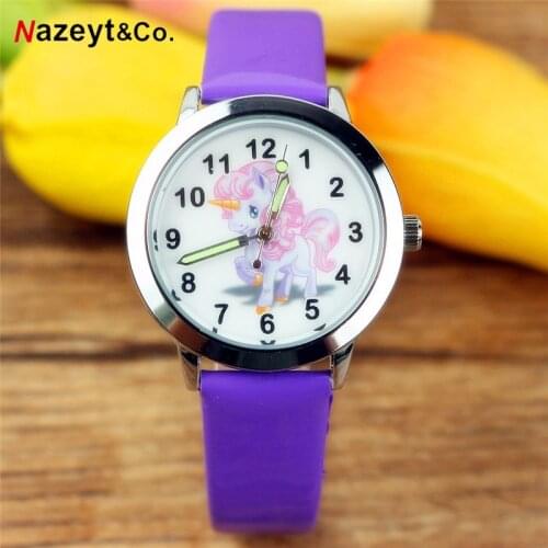 The new girl cartoon unicorn cute children watch anime belt luminous wrist watch