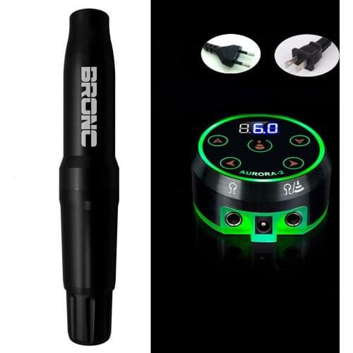 Original HUMMINGBIRD BRONC V4 Permanent Makeup Pen Tattoo Machine Gun With AURORA Power Kit Set Supply