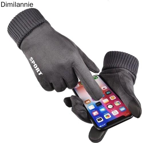 Autumn Winter Gloves Men Thicken Warm Cashmere Thermal Mittens Male Touching Screen Gloves for Smart Phone/Ipad