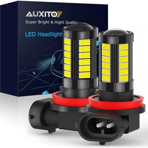 AUXITO 2Pcs 1000Lm Fog Lamp LED H11 H8 5630 33SMD LED H10 HB3 9005 HB4 9006 Bulb Driving Running Car Lights 6000K White