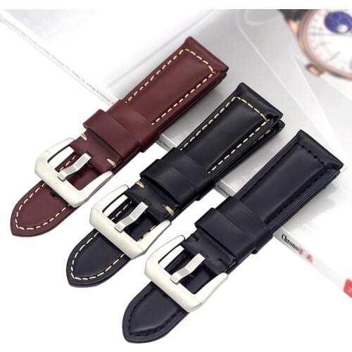 High Quality Genuine Calf Hide Leather Watchband For Pan1312 Watch Strap 24mm Mens Wrist Watch Bracelet Accessories For PAM441