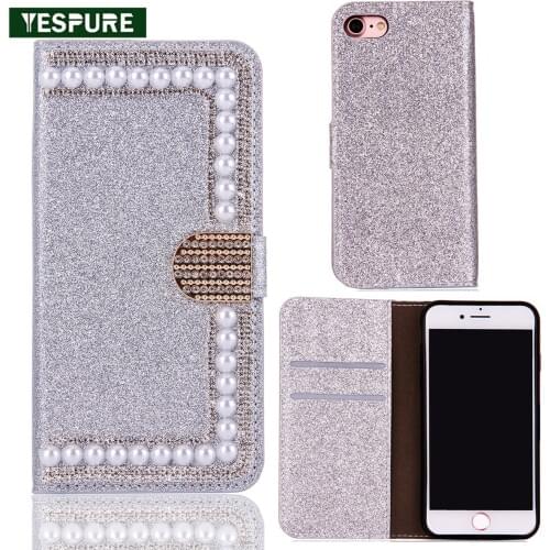 YESPURE TPU+Leather Bling Luxury Coque for Iphone 6 6s Fille Glitter Cell Phone Covers Stand Fancy Leather Cases for Girls