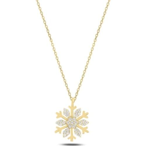 Silver 925 Sterling Snowflake Zircon Cubic Zirconia Necklace