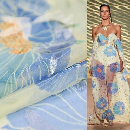 Floral pattern burnt-out silk blending cotton and Polyester fiber fabric 12momme 54" width,SBO030