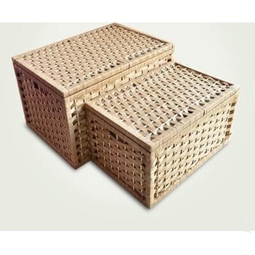 Nordic Straw Rattan Large Covered Clothes Toy Basket Drawer Type Wardrobe Storage Box