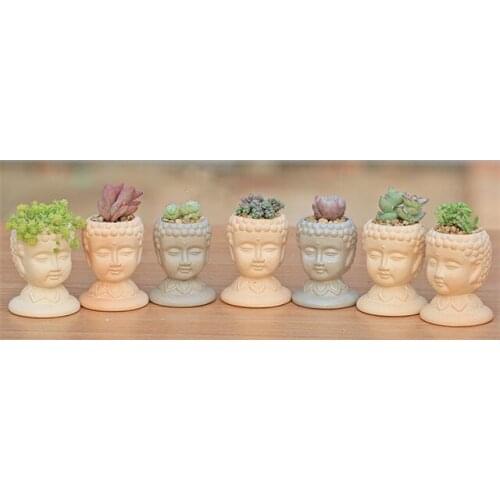 Silica gel Garden decoration silicone mold 3d vase molds cement planter handicraft mould Buddha head flower pots handemade mold