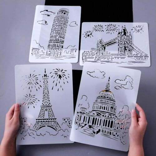 A4 29 * 21cm creative building series layered stencil scrapbook stamp album decoration embossed paper card template decoration