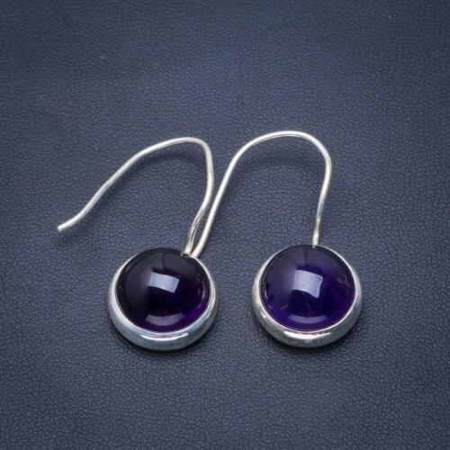 Natural Amethyst Handmade Unique 925 Sterling Silver Earrings 1.25" B2221