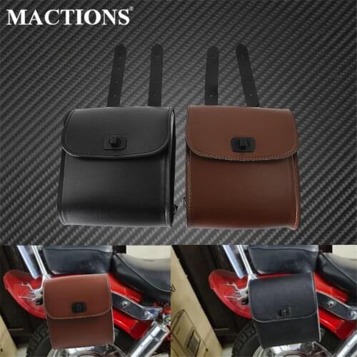 Motorcycle Universal Tool Bicycle Handlebar Side Bag Sissy Bar Leather Saddlebags Storage Pouch Bag For Harley Dyna Touring XL