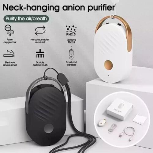 USB Rechargeable Portable Purifier Wearable Necklace Negative Ion Air Freshener Personal Hanging Low Noise Deodorant Purifier