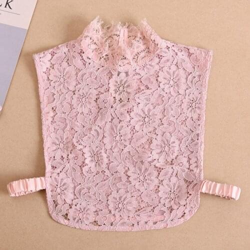 Fashion Lace Hollow Stand Fake Collars for Women Short-sleeved Blouse Shirt Detachable Collar False Collar Ladies Crop Tops
