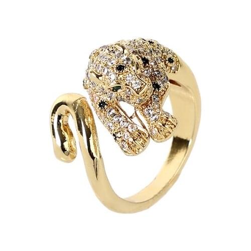 Cubic Zirconia Leopard Head Inlaid Women Rings Hip Hop Animal Group Party Punk Finger Ring Jewelry Personality Fashion Gift