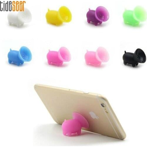 Carton Cute Mini Pig Silicone Suction Cup Mobile Phone Holder Sucker Stand for iPhone Xiaomi Samsung Cellphone 100pcs