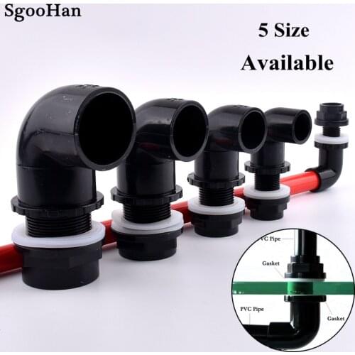 2~10pcs ID 20~50mm Black PVC Pipe Aquarium Fish Tank Elbow Drainage Joint Home DIY Overflow Thread Water Tank Tube Connectors