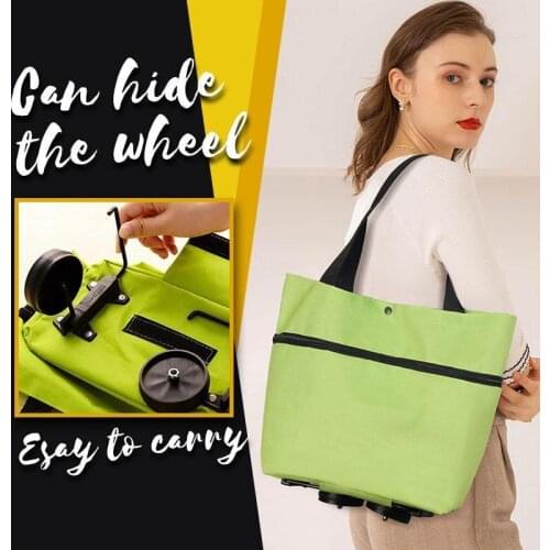 2 In 1 Foldable Shopping Cart With Wheels Clothes