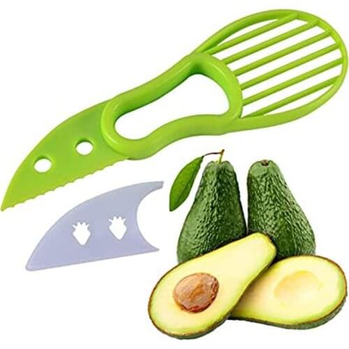 3 In 1 Avocado Slicer Shea Corer Butter Fruit Peeler Cutter Pulp Separator Plastic Knife Kitchen Vegetable Tools Kitchen Gadgets