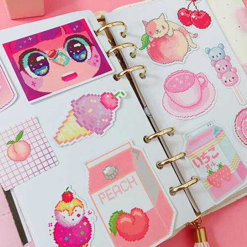 30pcs Mosaic pixel girl Stickers Crafts And Scrapbooking stickers book Student label Decorative sticker DIY Stationery