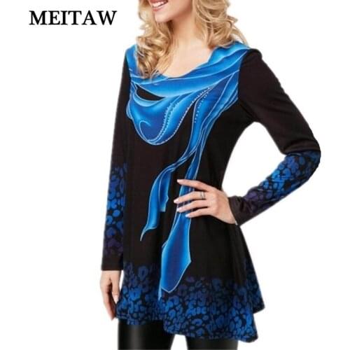 5XL Spring Autumn Women Floral Printing Shirt 2020 Casual O-neck Blouse Long Sleeve Vintage Loose Office Tops Plus Size