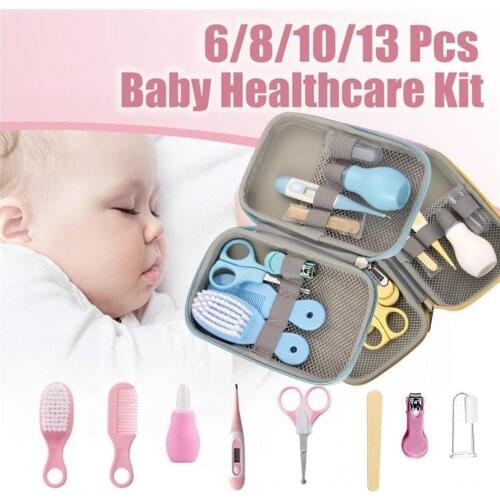 6/8/10/13pcs Baby Healthcare Kit Nail Polisher Child Clippers Nail Repair Set Portable Tool Safety Scissors Hair Brush Comb