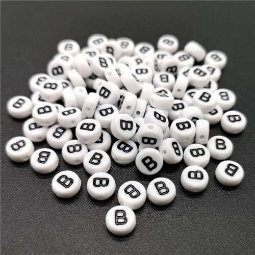 4x7mm Letter B Oblate Alphabet Beads Acrylic Beads For Jewelry Making DIY Bracelet Necklace Accessories
