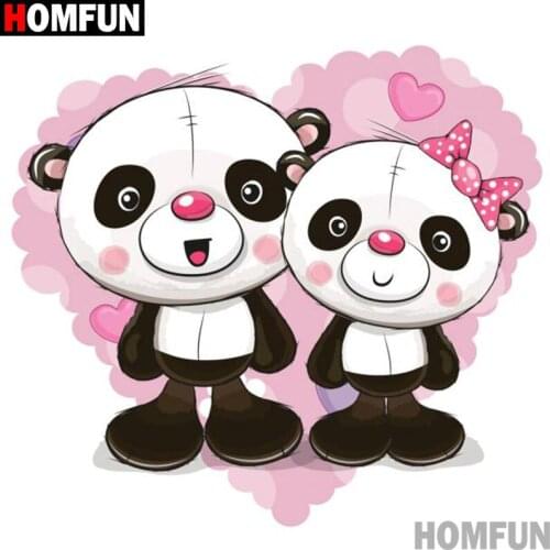 Homfun Full Square/Round Drill 5D DIY Diamond Painting "Cartoon panda" 3D Embroidery Cross Stitch Home Decor Gift A12765