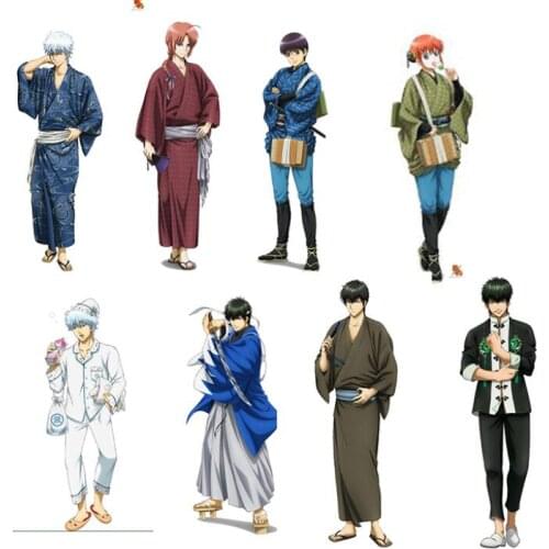 Anime GINTAMA Kimono Theme Acrylic Stand Model Plate Cartoon Desktop Toy Decor Kagura Sadaharu Shimura Shinpachi Sakata Gintoki