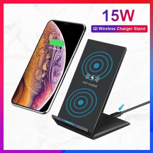 15W Qi Wireless Charger Stand Fast Charging Dock Station Phone Charger For IPhone 12 11 Pro XS MAX XR X 8 Samsung S21 S20 S10 S9