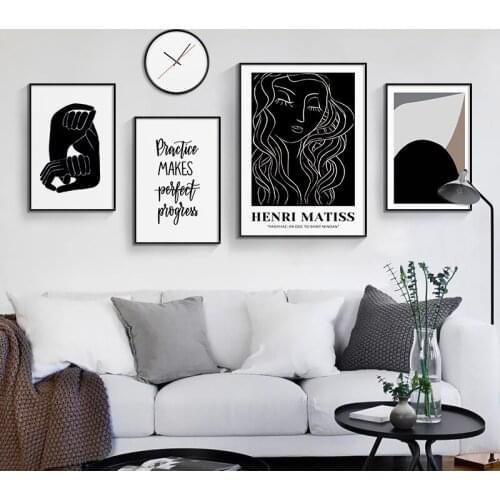 Boho Style Color Block Abstract Matisse Female Poster Motivational Quotes Canvas Painting Print Wall Art Picture Room Home Decor